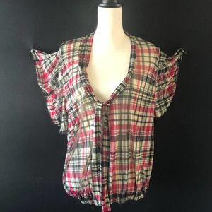 Sheer plaid Lashes top 2XL